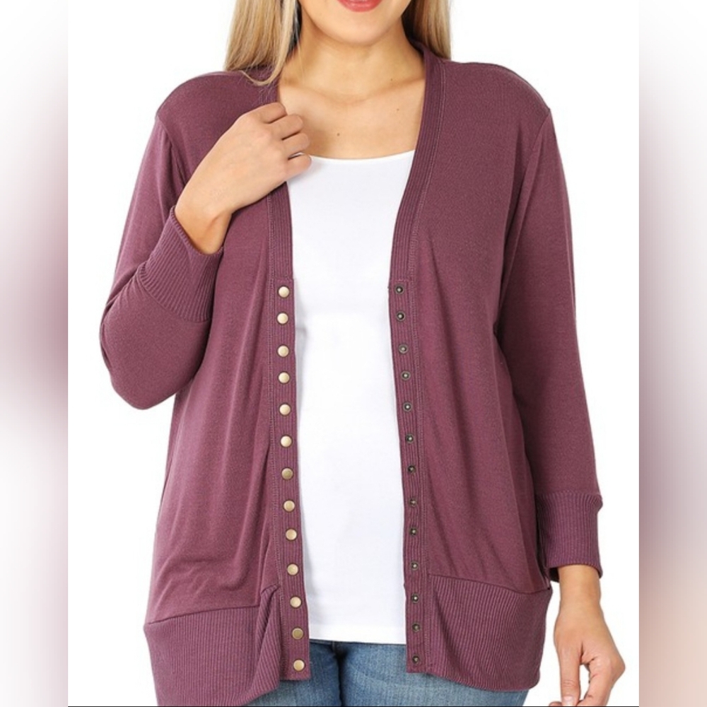 NEW WITH TAGS 1X Zenana Eggplant Cardigan